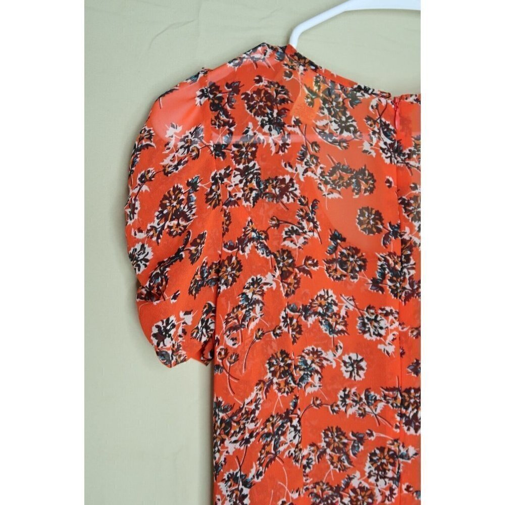 Urban Outfitters Pins and Needles Mini Dress Red Orange Floral Women's Small - Picture 7 of 11